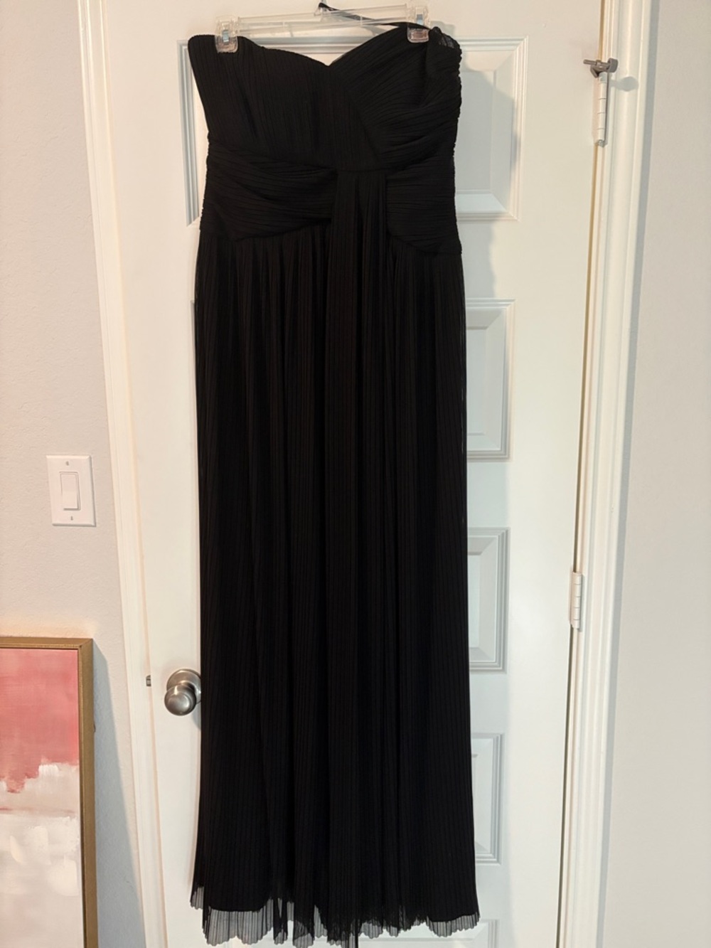 Calvin Klein Black Strapless Pleated Gown